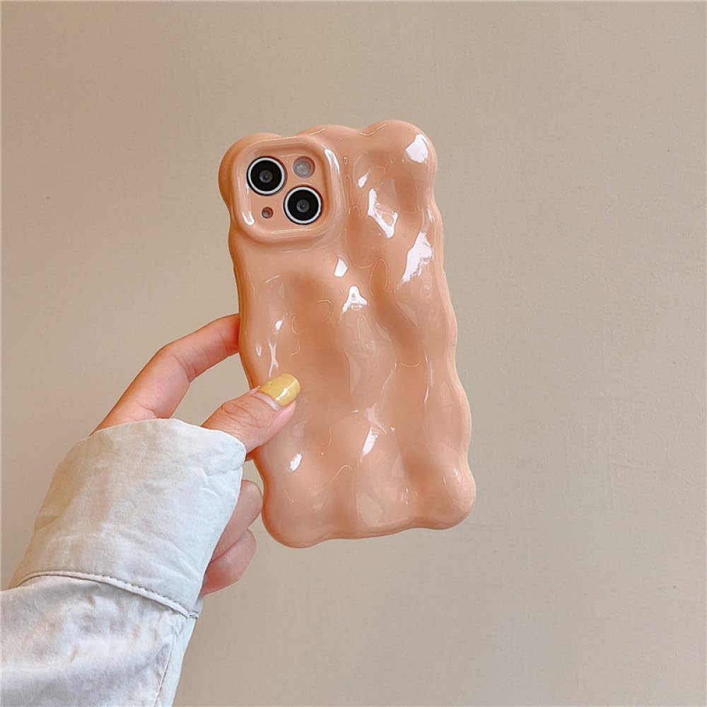 Coque iPhone 14 Pro marron antichoc vagues silicone souple - 5