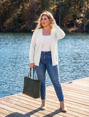 Image of TIANZHU Plus Size Cardigan for Women Button Open Front Long Sleeve V Neck Comfy Lightweight Sweaters XL-4XL