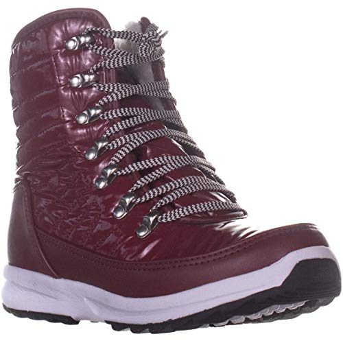 Khombu Womens Elsa Faux Fur Closed Toe Ankle Cold Weather, Zinfandel, Size 7.5