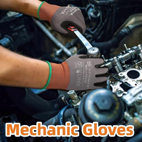 Schwer 3 Pairs Work Gloves Sandy Nitrile Coated, Touchscreen, LT5626, L — view 4