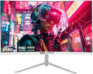 MONITOR GAMER BRX XTREME 24" CURVO, TELA VA FULL HD 1920x1080 CURVATURA R1800 FRAMELESS 180HZ BRANCO