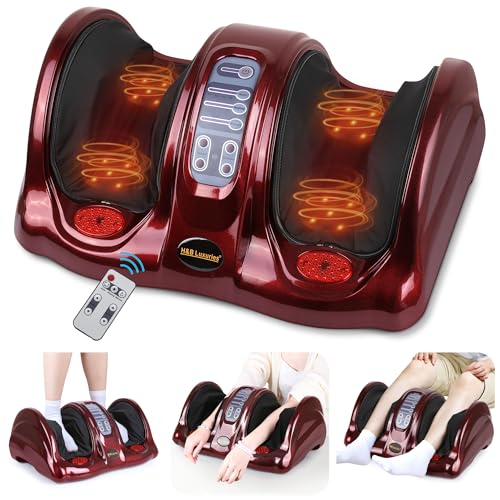 Image of Foot Massager with Heat, Shiatsu Foot Massager for Circulation and Pain Relief and Heat Therapy, Ankle, Calves and Feet Massage with Deep Kneading Rolling, Gifts for Women Men Mother Father (RED)
