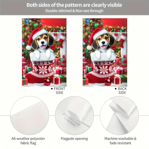 Image of BlissYard Christmas Beagle Dog Garden Flag 12x18 Inch Polyester