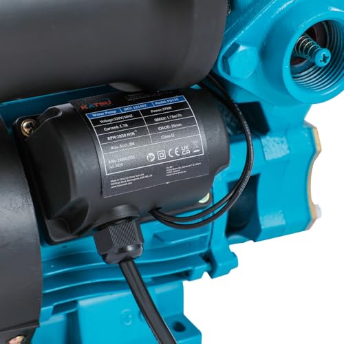 KATSU Tools Wasserdruckerhöhungspumpe, halbautomatische Druckregelung, selbstansaugend, 370 W, geeignet für Wasserhähne im Haus, Haushalt und Garten, 151407