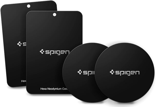 Spigen KUEL [MP-4P], Magnetic Metal Plate for Car Phone Holder, 3M Adhesive 2 Round 2 Rectangle 4 Scratch Protector Easy Application