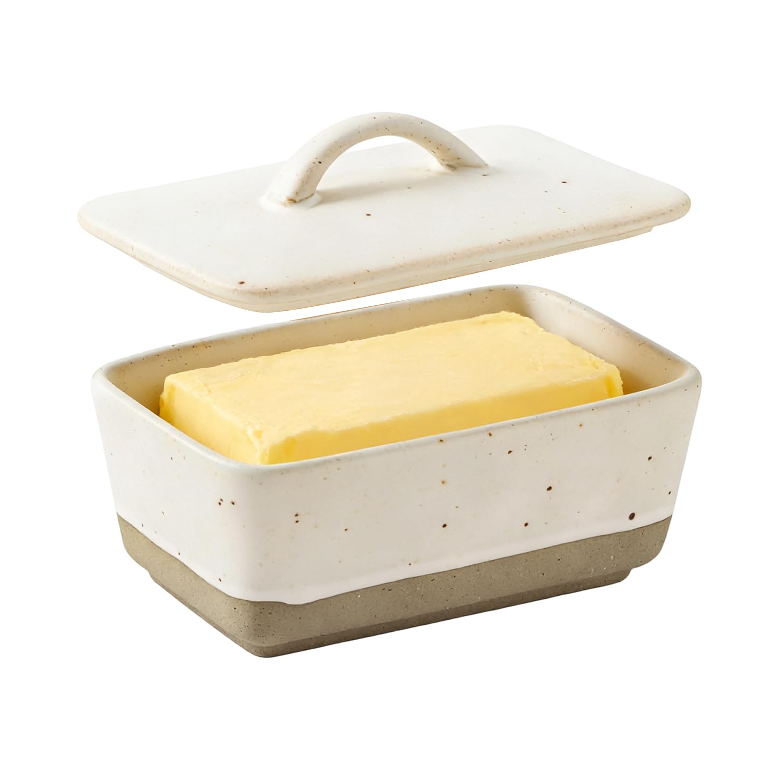 Butterdose Keramik mit luftdichtem Deckel für 350g Butter | Butterschale Porzellan für Küchentheke, Klassische Butterdose für alle gängigen Butter, Spülmaschinengeeignet