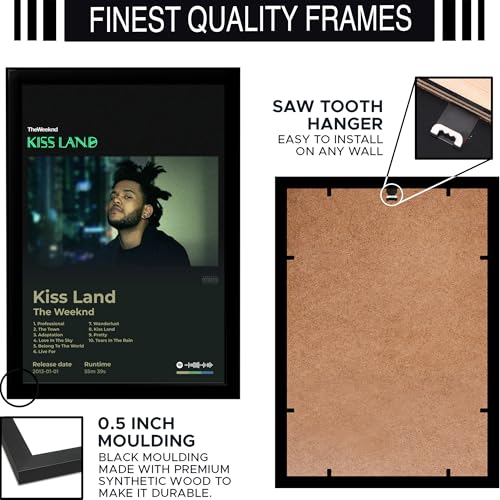 Image of BLINKART The Weekend - kiss Land Wall Photo Frames | Wall Art for Bedroom, Living Room, Studio or Office | Album Cover Print with Spotify Song Link QR Code | Gift for Fans - 8x12 In