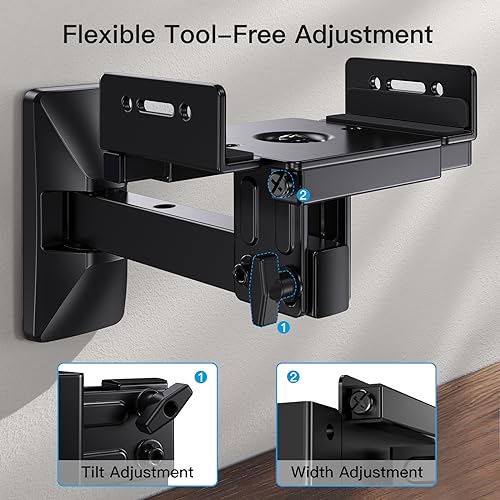 Pipishell Speaker Wall Mounts, Dual Side Clamping Bookshelf Speaker Mounting Bracket thumb #2