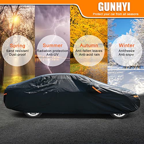 Gunhyi Car Cover Waterproof All Weather For Automobiles, 7 Layers Heavy Duty Full Exterior Cover Universal Fit Lexus Es350, Chrysler 300, Ford Taurus, Tesla Model S, Jaguar Xf/Xj, Volvo S90 Etc. #TOP4