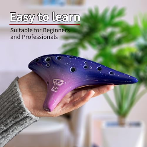 Image of inchOcean Notes inch 12 Hole Sweet Potato Ocarina Graceful Shape Pottery Ocarina in Alto C (Starry Purple)
