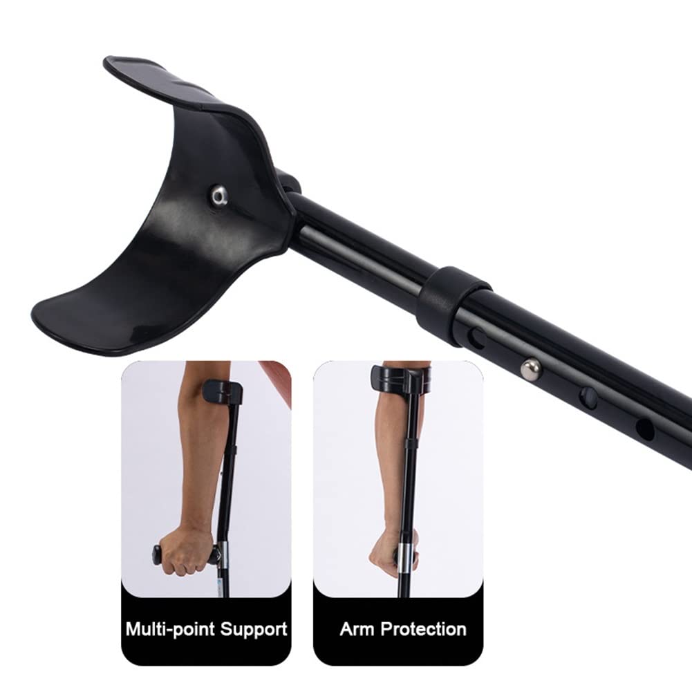 Muletas de antebrazo para adultos, muletas ergonómicas de aluminio, con reposabrazos, 10 engranajes de altura ajustable, altura aplicable: 140-190 cm (color: negro, tamaño: 1 unidad) aniversario Lucky