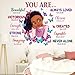 Yovkky Black Girl Religious Butterfly Wall Decal Sticker, Positive Saying African American You are Beautiful Nursery Decor, Inspirational Home Afro Kid Room Decoration Bedroom Playroom Art Gift