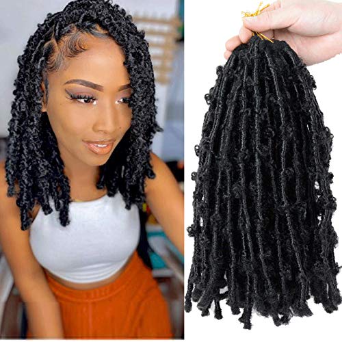 Butterfly Crochet Hair 12 inch Pre looped Bob faux Locs Synthetic Hair Extensions for Women 12Strands/Pack 1B#