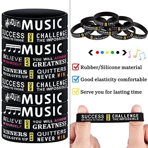 48 Pcs Piano Notes Silicone Bracelets Music Inspirational Bracelets Piano Notes Theme Party Supplies Music Party Favors Music Gifts Piano Recital Gifts For Music Students Teachers Musicians, 3 Styles #TOP2