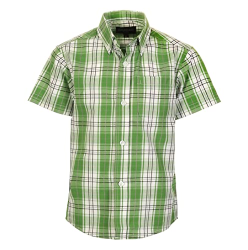 Image of Gioberti Boys Casual Plaid Checked Short Sleeve Button Down Shirt