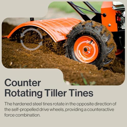 Image of SuperHandy Tiller Cultivator - 7HP 209cc Engine, Adjustable Tilling Width & Depth, Heavy-Duty Steel Tines for Garden Soil Prep, Landscaping & Weed Removal (Rear Tine Tiller)