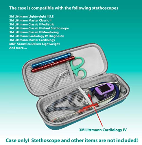 ButterFox Semi Hard Stethoscope Case for Classic III, Cardiology IV Diagnostic, Lightweight II S.E, and More Stethoscopes with Pocket for Nurse Accessories (Green/Teal) - Thumbnail 3