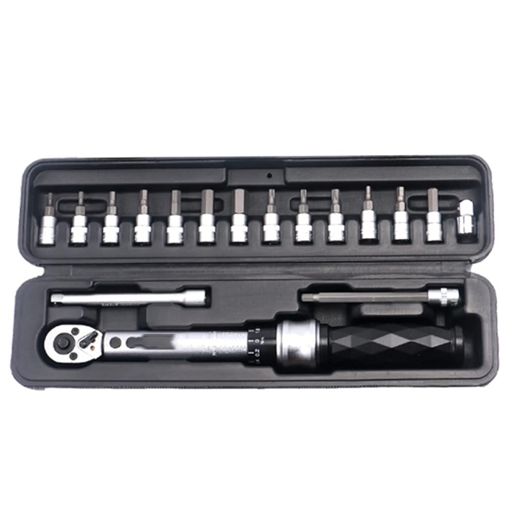 Juego de Bicicleta con Llave dinamométrica Ajustable, Juego de Herramientas de reparación, Llave dinamométrica prefabricada con Cabeza de Llave de Vaso