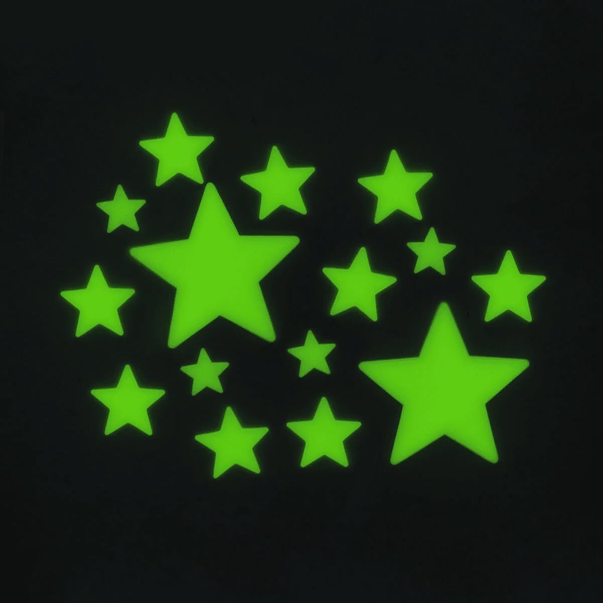 Legami - Super Stars, Stelle Fosforescenti Adesive, L Max 7 cm, in PVC, si Caricano Durante il Giorno con la Luce e la Rilasciano di Notte, 24 Stelle, 3 diverse Misure