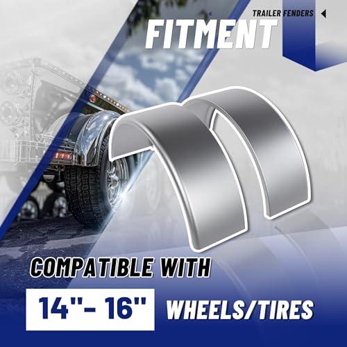 Image of ECOTRIC Round Alloy Steel Trailer Fenders W /Fender Backs Fit 14 inch-16 inch Wheels