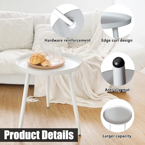 Table d'appoint ronde blanche pour salon et chambre - 5
