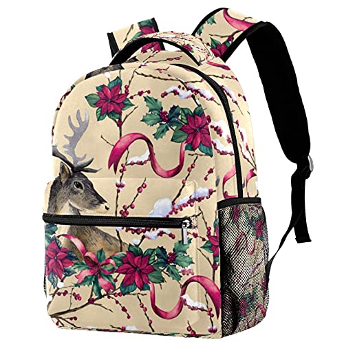 Sac à dos motif cerf et feuilles d'automne pour l'école