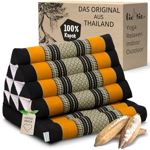 livasia Thaikissen mit 1 Auflage - 75x50x8cm - Dreieckskissen mit...