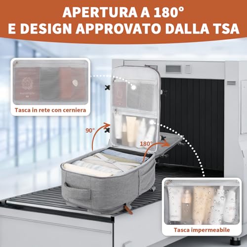 ZOMFELT Zaino Ryanair 40x30x20, 24L Bagaglio a Mano Zaino da Viaggio Donna 4 ZOMFELT Zaino Ryanair 40x30x20, 24L Bagaglio a Mano Zaino da Viaggio Donna - immagine 4