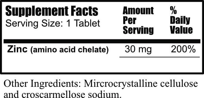 Miniatura 3 de Daily Manufacturing Zinc (quelato de aminoácidos 30 mg) 60 comprimidos