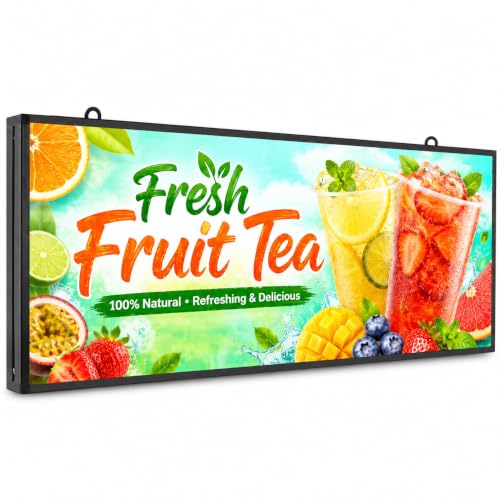 Image of P5 Outdoor LED Sign 39 inch x 14 inch, WiFi & USB Programmable Full-Color Message Board, IP65 Waterproof High Brightness Scrolling LED Display for Storefront, Restaurant, Cafe, Bar and Business Advertising