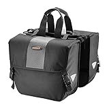 Ibera (イベラ) 調節可能な自転車バッグ (ペア) クイックリリース/クリップオンシステム付き - 防水自転車サドルバッグ リアラック用 各耐荷重20ポンド - サドルバッグ 自転車 ほとんどのラックに対応 (ブラック)