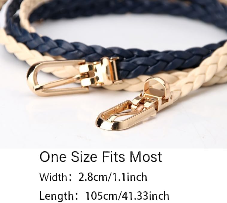COTIM COYIN Women's Skinny Braided Leather Belts Thin Woven Waist Belts for Jeans Pants Dresses - Image 3
