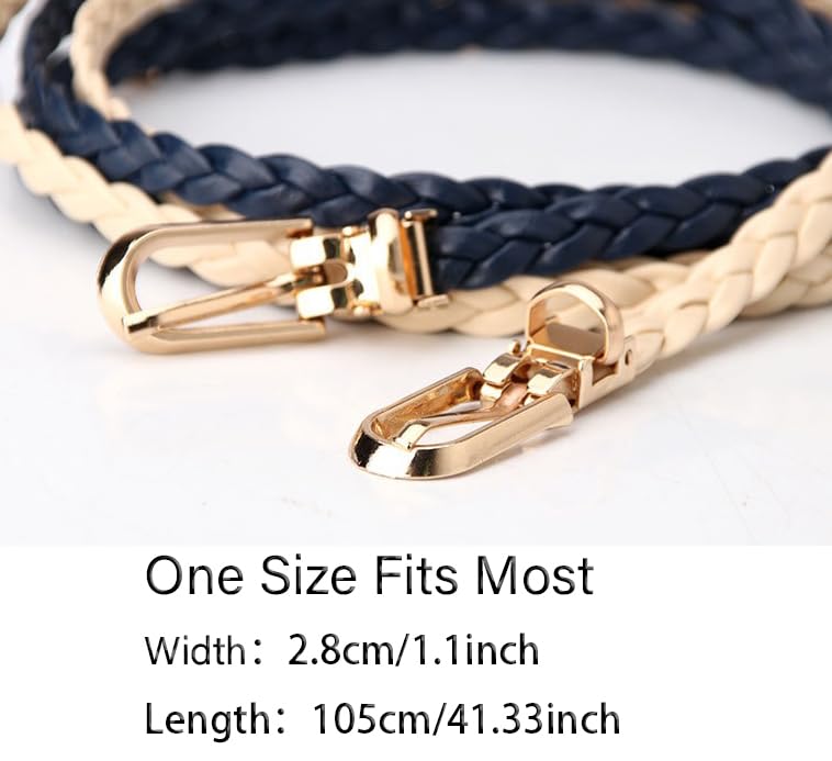 COTIM COYIN Women's Skinny Braided Leather Belts Thin Woven Waist Belts for Jeans Pants Dresses3