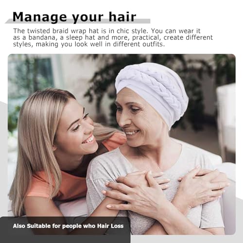 Image of DRESHOW African Women Turban Caps Beanie Twist Headscarf Pre-Tied Double Twisted Braid Hair Cover Wrap Hat Chemo Cancer Cap