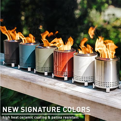 Image of Solo Stove Mesa, 5.1 Inch Tabletop Fire Pit with Stand - Smokeless, Stainless Steel Fire Pit for Camping, Outdoor & Patio- Wood Burning or Pellet Fueled Portable Bonfire, 1.4lbs, Deep Olive