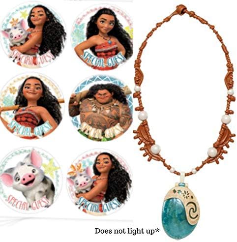 Kelsteve Moana Necklace with Bonus Moana Party Stickers | Disney Costume Perfect for Halloween Costume Accessory
