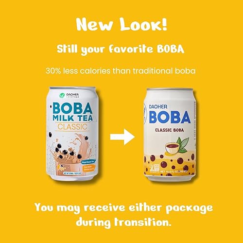 Miniatura 10 de DaoHer Oat BOBA - Boba de avena con azúcar morena, BOBA listo para beber, té de burbujas vegano  BOBA en lata número 1  Té de leche de burbujas