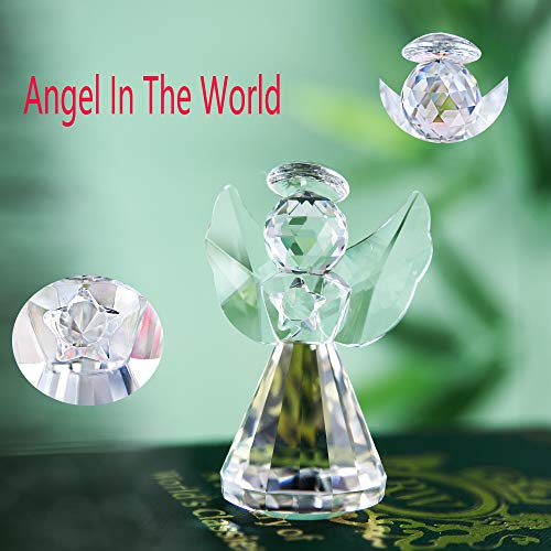 Hdcrystalgifts Crystal Angel Figurine Paperweight Decor Glass Ornaments Art Collecible (Clear) #TOP7