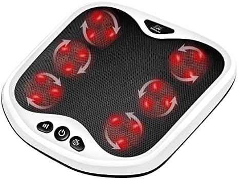 Snailax Foot Massager with Heat, Gifts for Men/Women, Kneading Shiatsu Heated Electric Feet Massager Machine for Plantar Fasciitis,Foot Relief, Washable Cover(White)