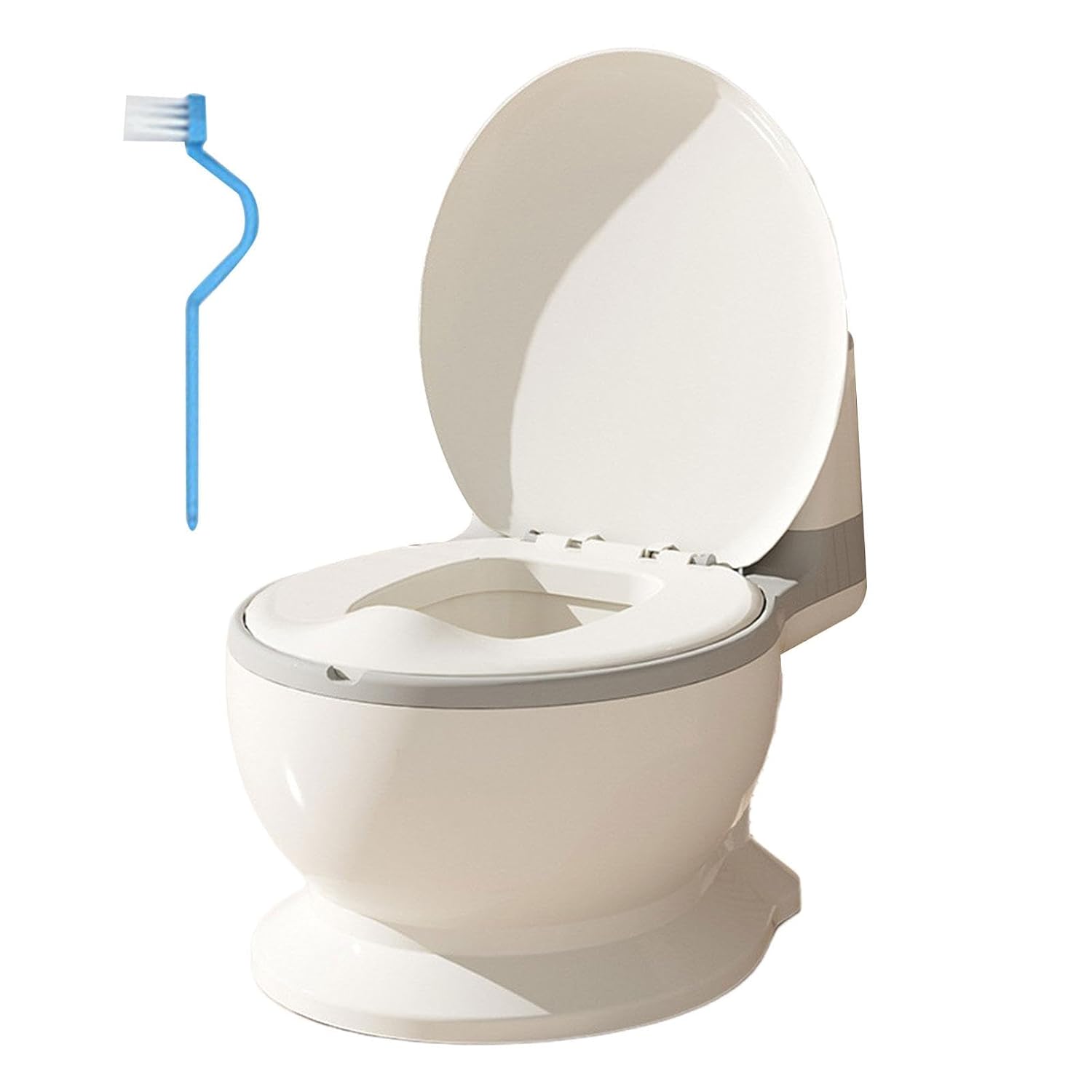 Toilet Training Potty Realistic Toilet Compact Size Includes Cleaning Brush Potty Potty Seat for Bedroom Girls Boys Infants, Gray PP Seat