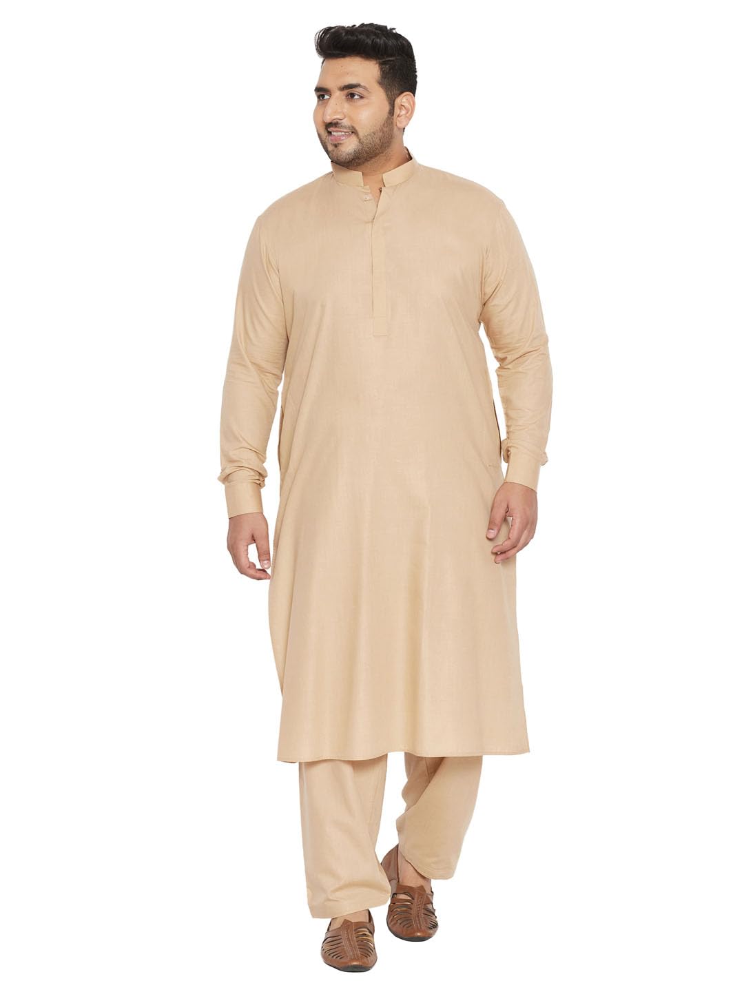 vastramay plus Men's Cotton Blend Pathani Kurta Set-picture-17