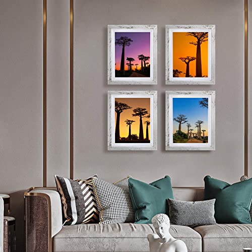 Seseat 8X10 Picture Frames Distressed White With Mat Photo Frames 4 Packs For Tabletop Or Wall #TOP5