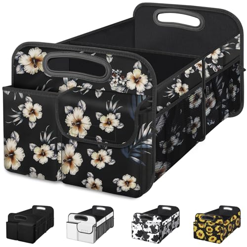 Image of Femuar Car Trunk Organizer, Car Storage Organizer with Large Capacity Waterproof Collapsible Trunk Organizer for Car Suv /Jeep /Sedan (Hibiscus flowers, Standard)