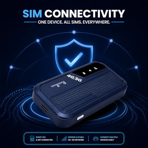 Image of PunnkFunnk 4G /5G LTE WiFi Dongle, SIM Card Slot with Up to 300Mbps WiFi Hotspot, Hotspot Device with All Sim Network Support, 3000Mah Battery, High-Speed Wireless Internet (Blue)
