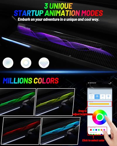 Luces LED RGB salpicadero Tesla Model Y evita reflejos con organizador 5