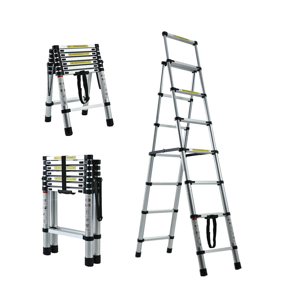 2M-2.3M Telescopic Ladder Aluminium Herringbone Ladder Extendable Ladders Combination Ladder,for Decorating, Painting,Max Load 150kg/330lbs — image 1