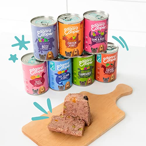 Edgard & Cooper Hundefutter Nass Adult Getreidefrei Rind 400g x6 + Huhn & Truthahn 400g x6 - mit viel frischem Fleisch und nahrhaften Innereien, ausgewogene Premiumnahrung