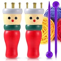 2 Pack French Knitting Dolly Kit, Wooden French Knitting Doll Kids Craft Starter Kit, for Making Bracelets, Necklaces, Decorations