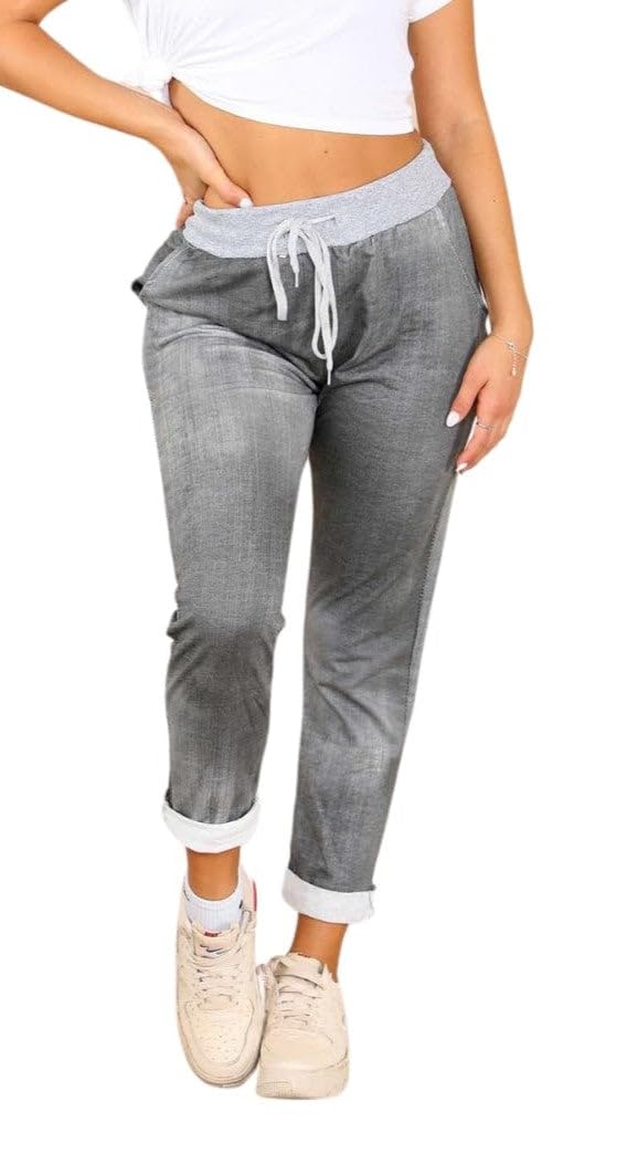 Wearall Women's Tie Dye Black Floral Print Drawstring Elasticated Trousers Jogging Bottoms Pants Light Black Tie Dye 8-10