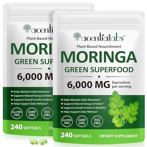 Moringa Oleifera Orgánica Pura, 100% Hoja de Moringa, Extracto Natural fuente de Vitaminas, Minerales, 240 Capsulas (2)